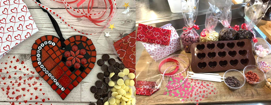 Chocolate making and mosaic kits Valentine's